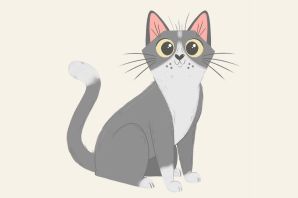 Серая кошка рисунок