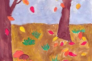 Легкий рисунок осенний лес