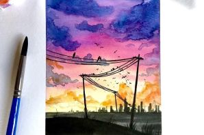 Пейзаж простой рисунок