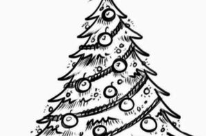Черно белый рисунок елка