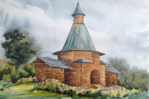 Деревянный храм рисунок