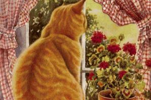 Рисунок кот на окне