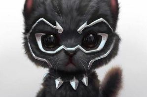 Злой котик рисунок