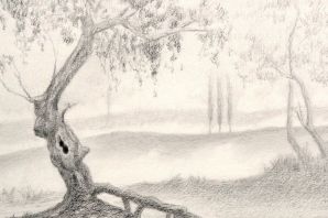 Пейзаж карандашами