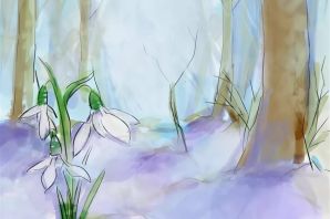 Пейзаж весны карандашом