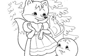 Лиса и колобок раскраска