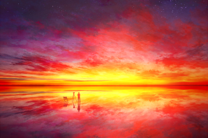 Красный закат рисунок