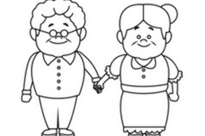 Раскраска пожилые люди