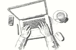 Человек за компом рисунок