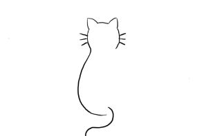 Кот черный рисунок легкий