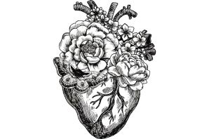 Сердце красивое эскиз