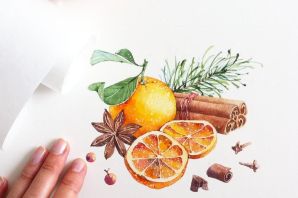 Мандарин рисунок легкий