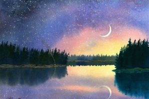 Вечерний пейзаж рисунок