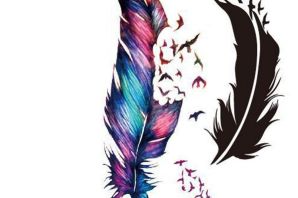 Перо с птичками эскиз