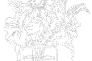 Трафарет ваза с цветами