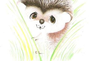 Ежик с яблоком рисунок