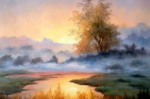 Пейзаж утро рисунок