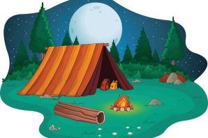 Палатка в лесу рисунок