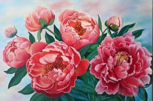 Пион цветок рисунок