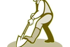 Человек с лопатой рисунок