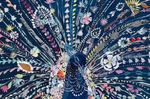 Павлин рисунок красками