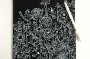 Рисунки белой ручкой