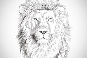 Эскиз льва с короной