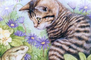 Полосатый котик рисунок