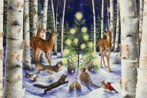 Рисунок детский лес зимний