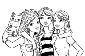 Раскраска барби с кошкой