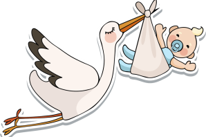 Рисунок аист с ребенком