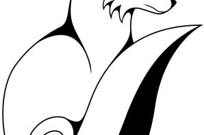 Лиса контурный рисунок