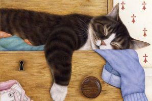 Кот на печи рисунок