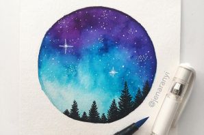 Космос рисунки красками