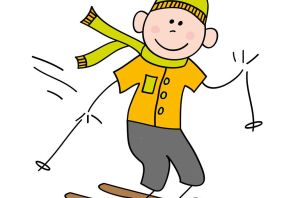 Мальчик на лыжах рисунок