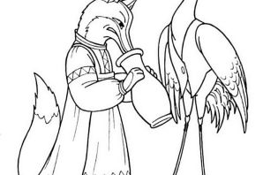 Лиса и журавль рисунок