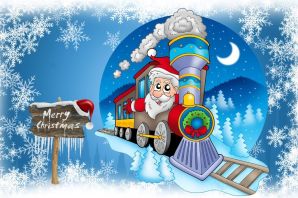 Новогодний поезд рисунок