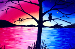 Закат рисунок легкий