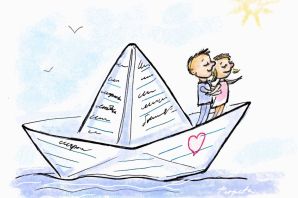 Бумажный кораблик рисунок