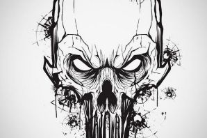 Череп эскиз на колено