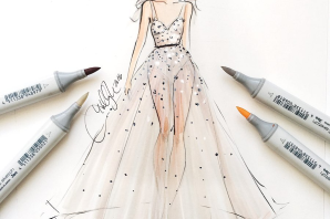 Эскизы одежды модельеров