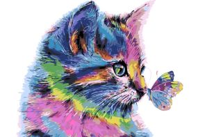 Кошка рисунок красками
