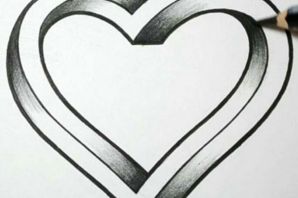 Объемное сердечко рисунок