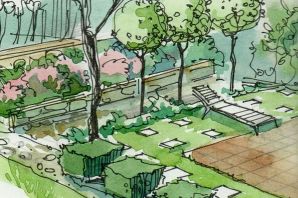 Сад рисунок легкий