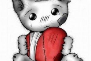 Кот с сердечком рисунок