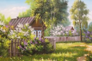 Сельский пейзаж рисунок