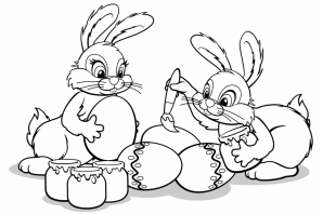 Зайчик цветная раскраска