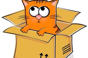 Котенок в коробке рисунок