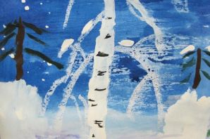 Береза зимой рисунок