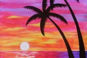 Морской закат рисунок